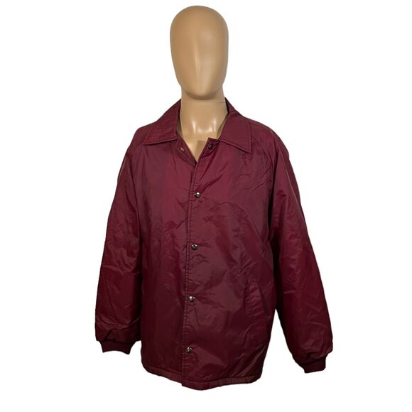 Vintage Weather Breaker Jacket Mens Large Red Windbreaker USA Made Button Down - Picture 2 of 6